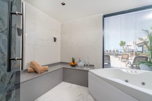 Bathroom | Shower, free toiletries, hair dryer, towels