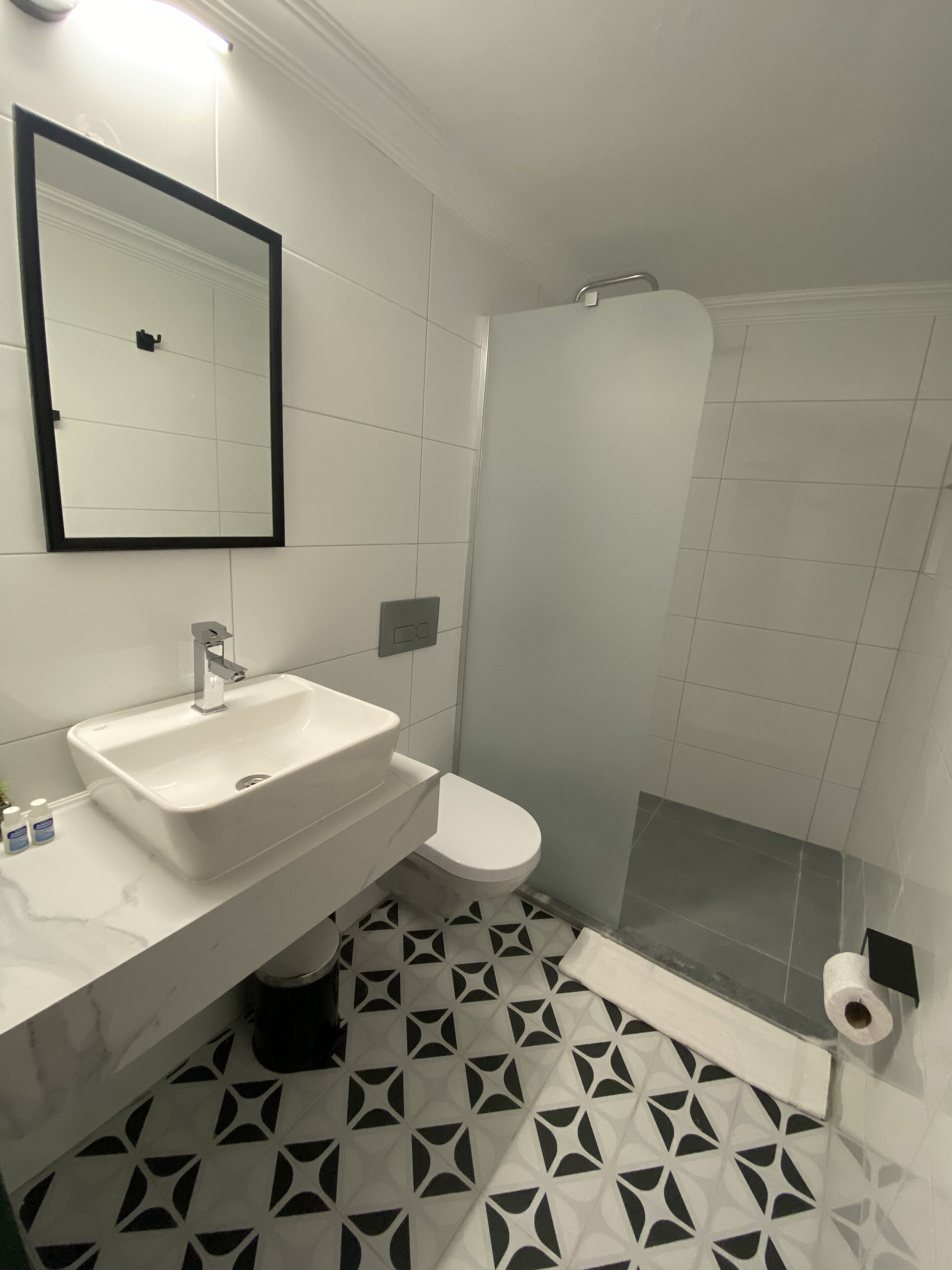 shower, free toiletries, hair dryer, slippers