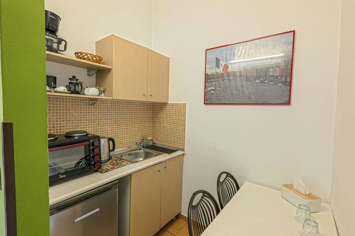 apartment, kitchenette | private kitchen | fridge, high chair, paper towels