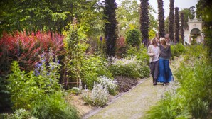 A garden pathway with lush greenery and various plants. - Ramme Fjordhotell - Unike Hoteller (Vestby)