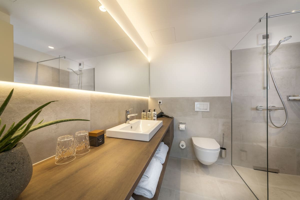 shower, free toiletries, hair dryer, bathrobes