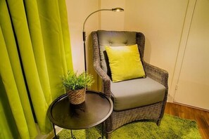 Desk, blackout curtains, iron/ironing board, free cots/infant beds