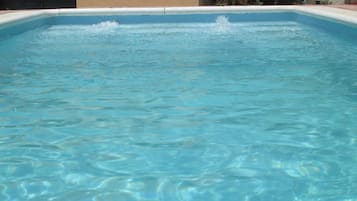 Outdoor pool, open 11:00 AM to 8:00 PM, sun loungers