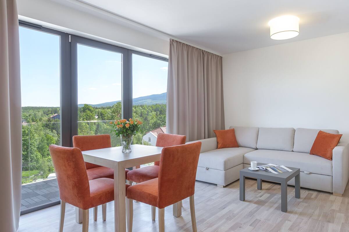 deluxe apartment, 1 bedroom | living room | flat-screen tv
