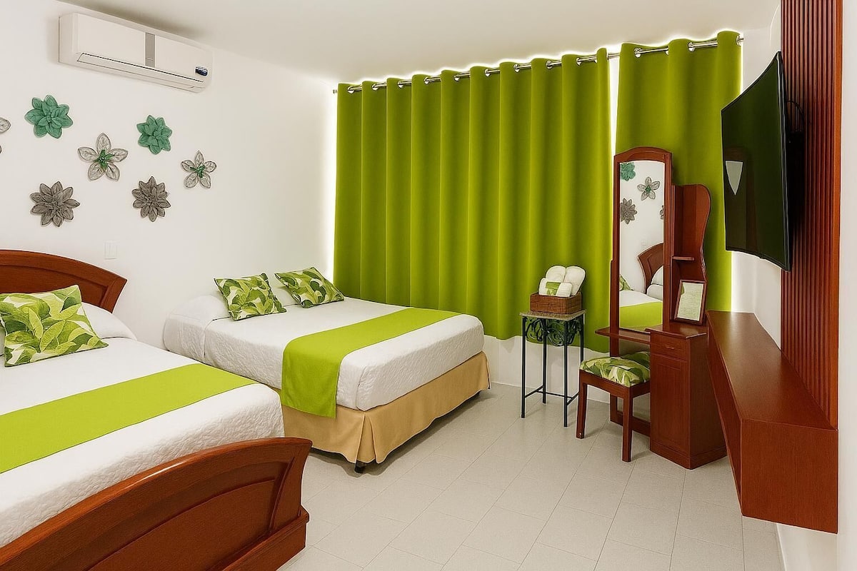 1 bilik tidur, peralatan tempat tidur premium, gebar bulu kapas