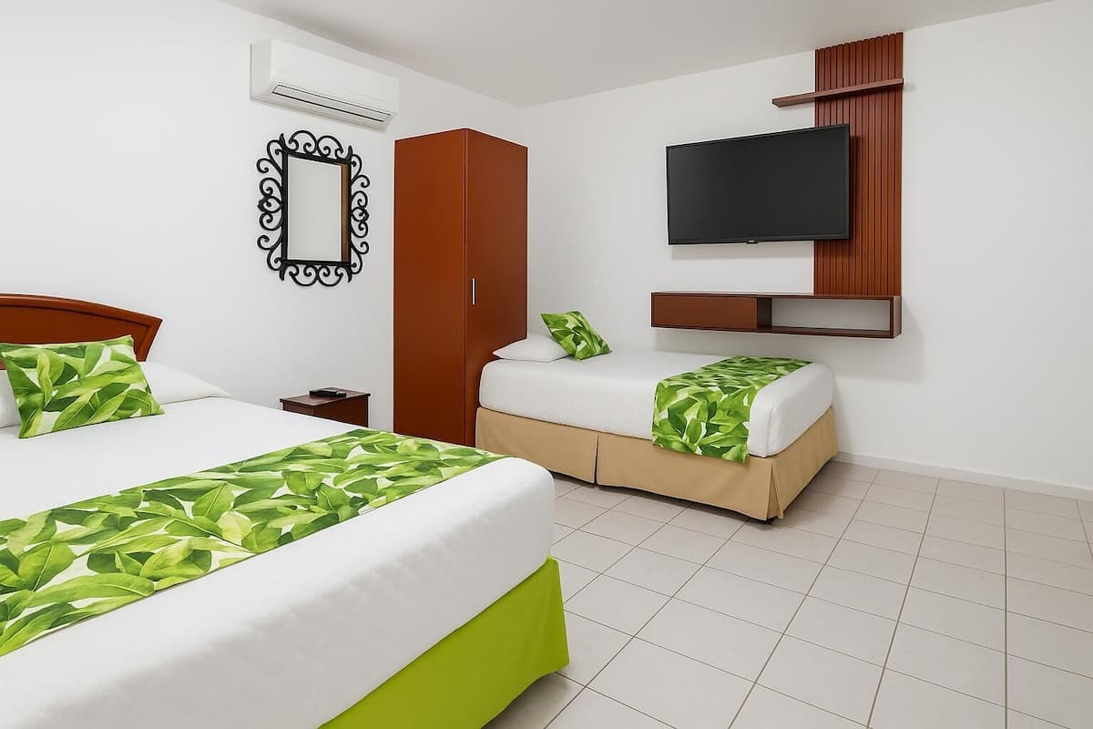1 bilik tidur, peralatan tempat tidur premium, gebar bulu kapas
