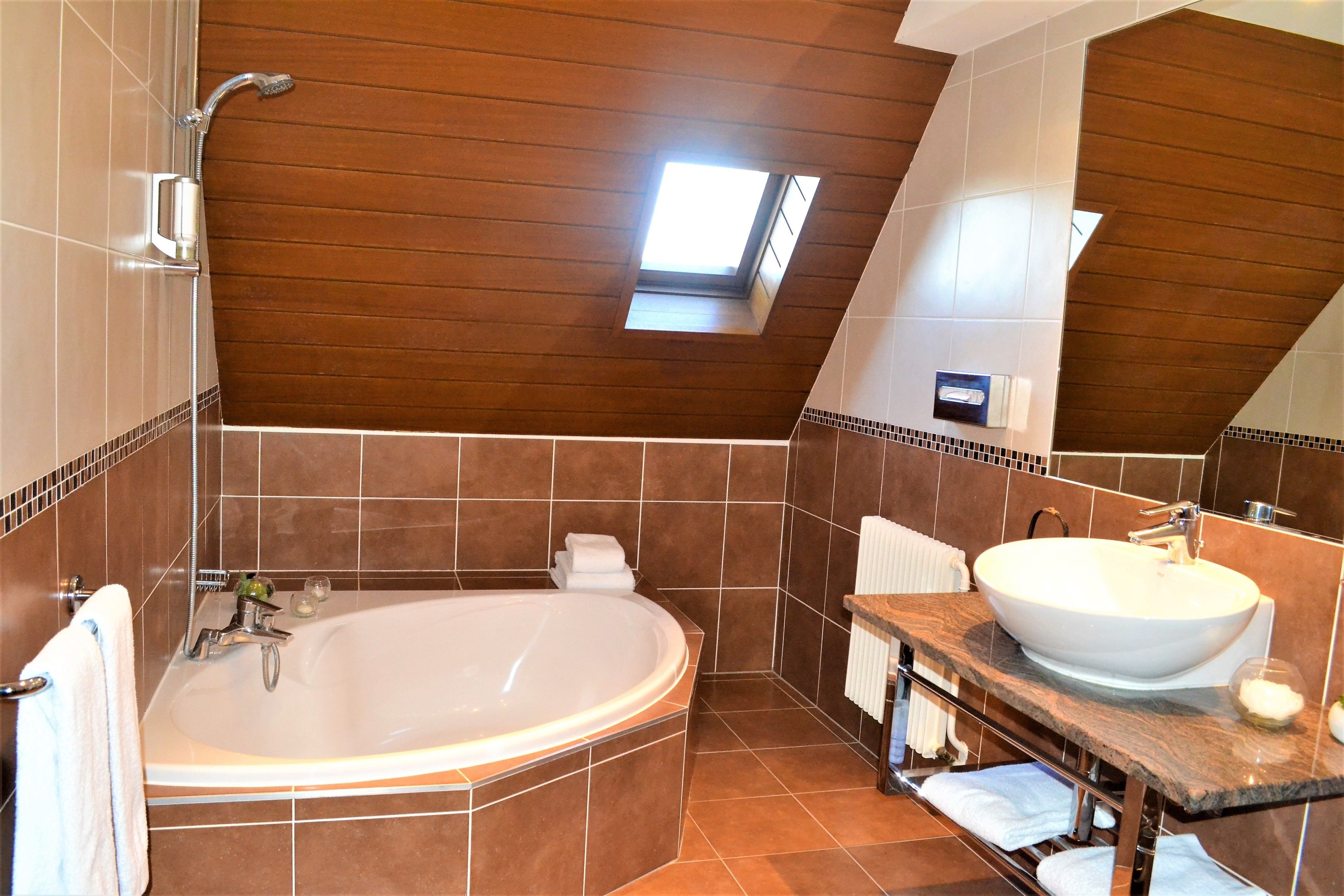 superior double room | bathroom | free toiletries, hair dryer, towels