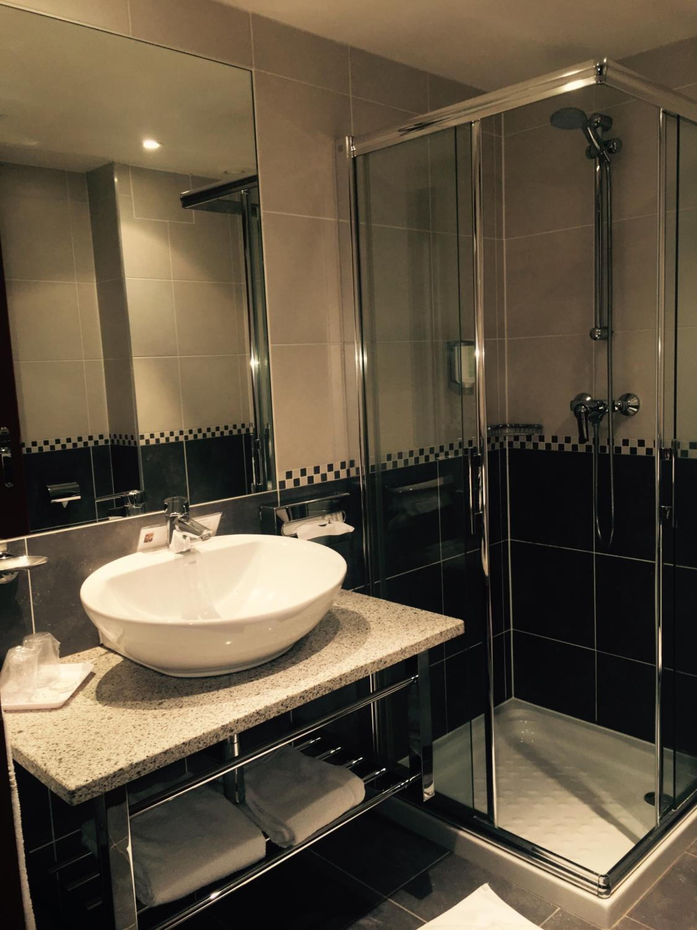 free toiletries, hair dryer, towels