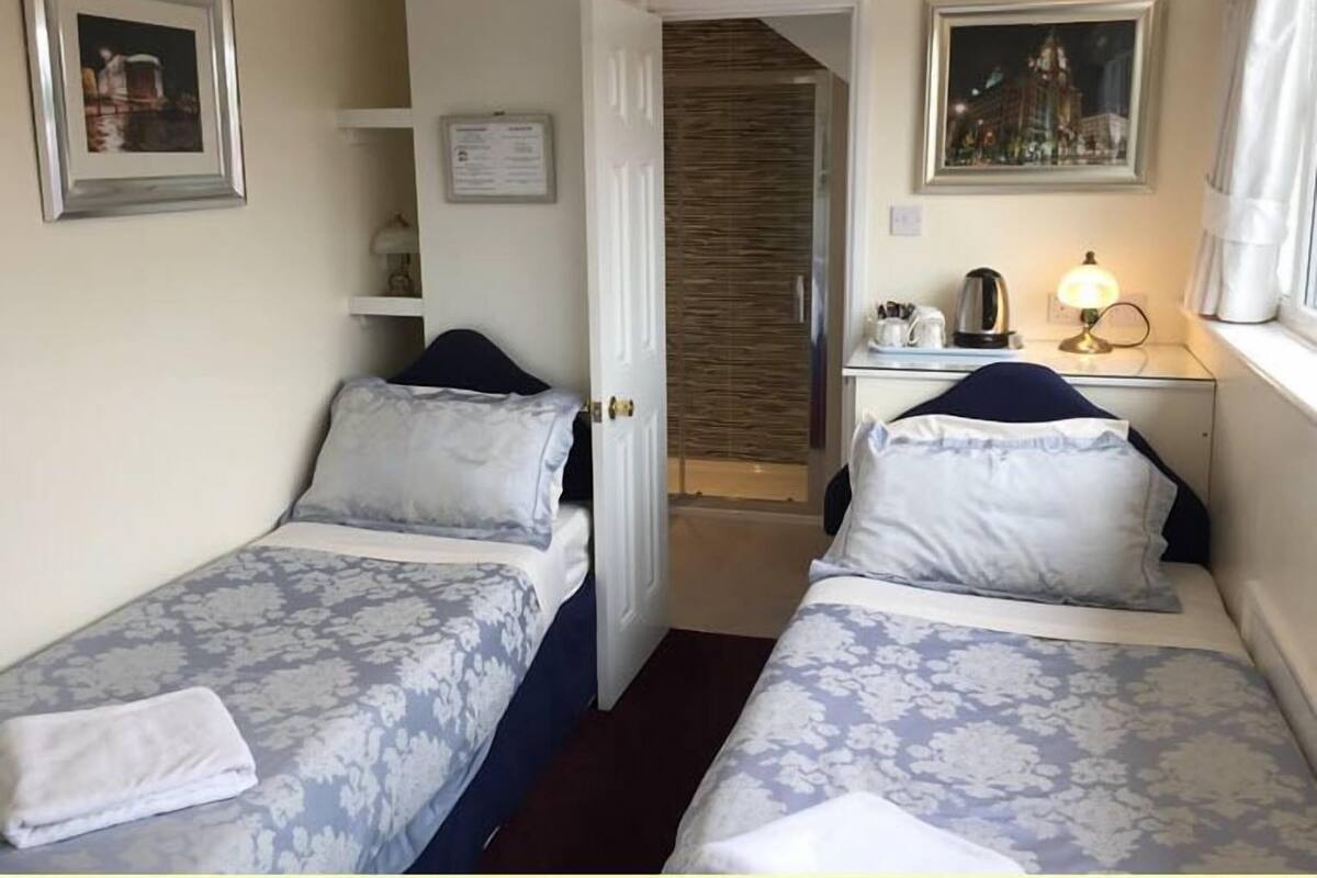 Habitación con 2 camas individuales | Escritorio, tabla de planchar con plancha y wifi gratis