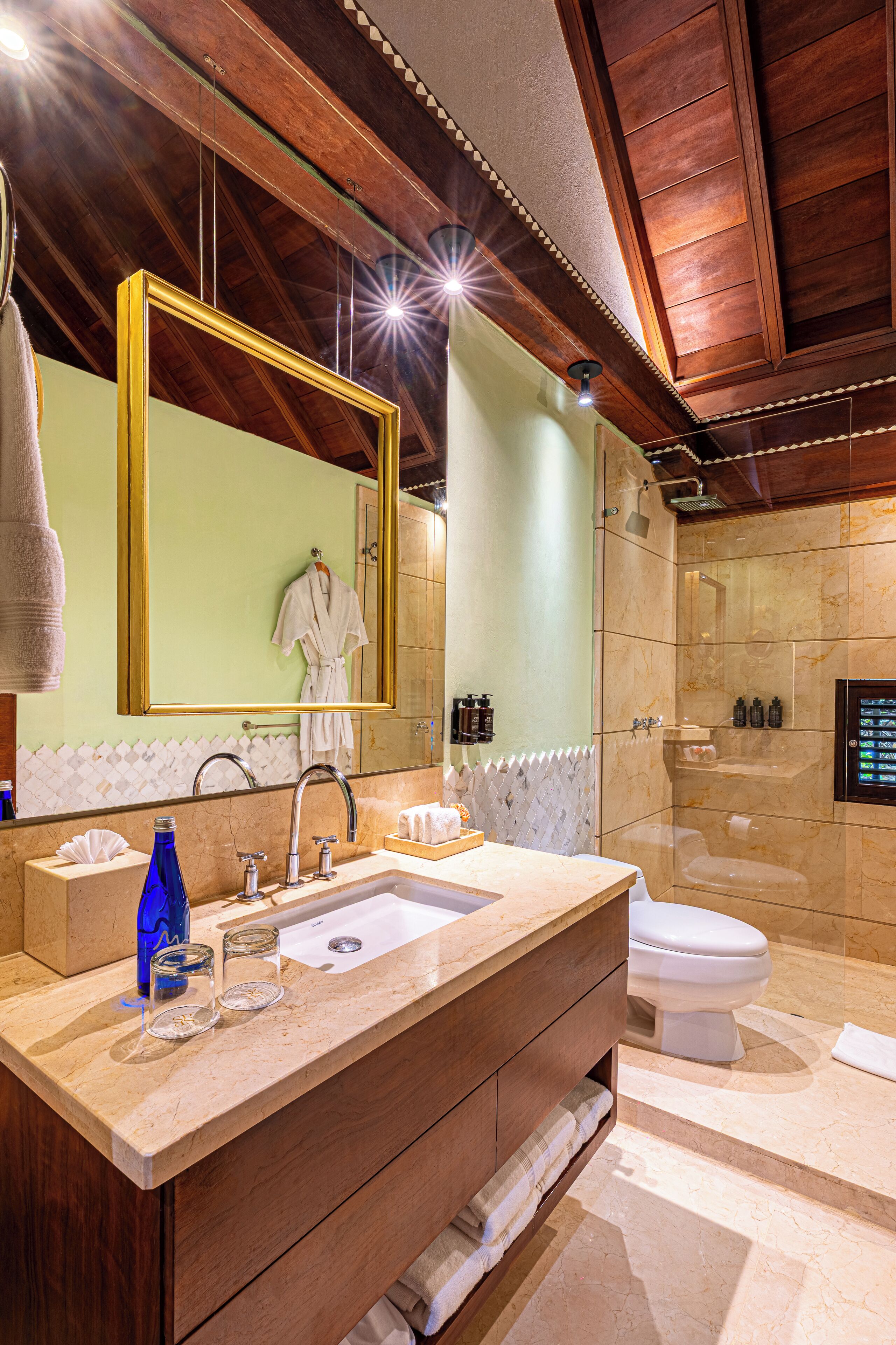 suite, 1 king bed | bathroom | shower, free toiletries, hair dryer, heated floors