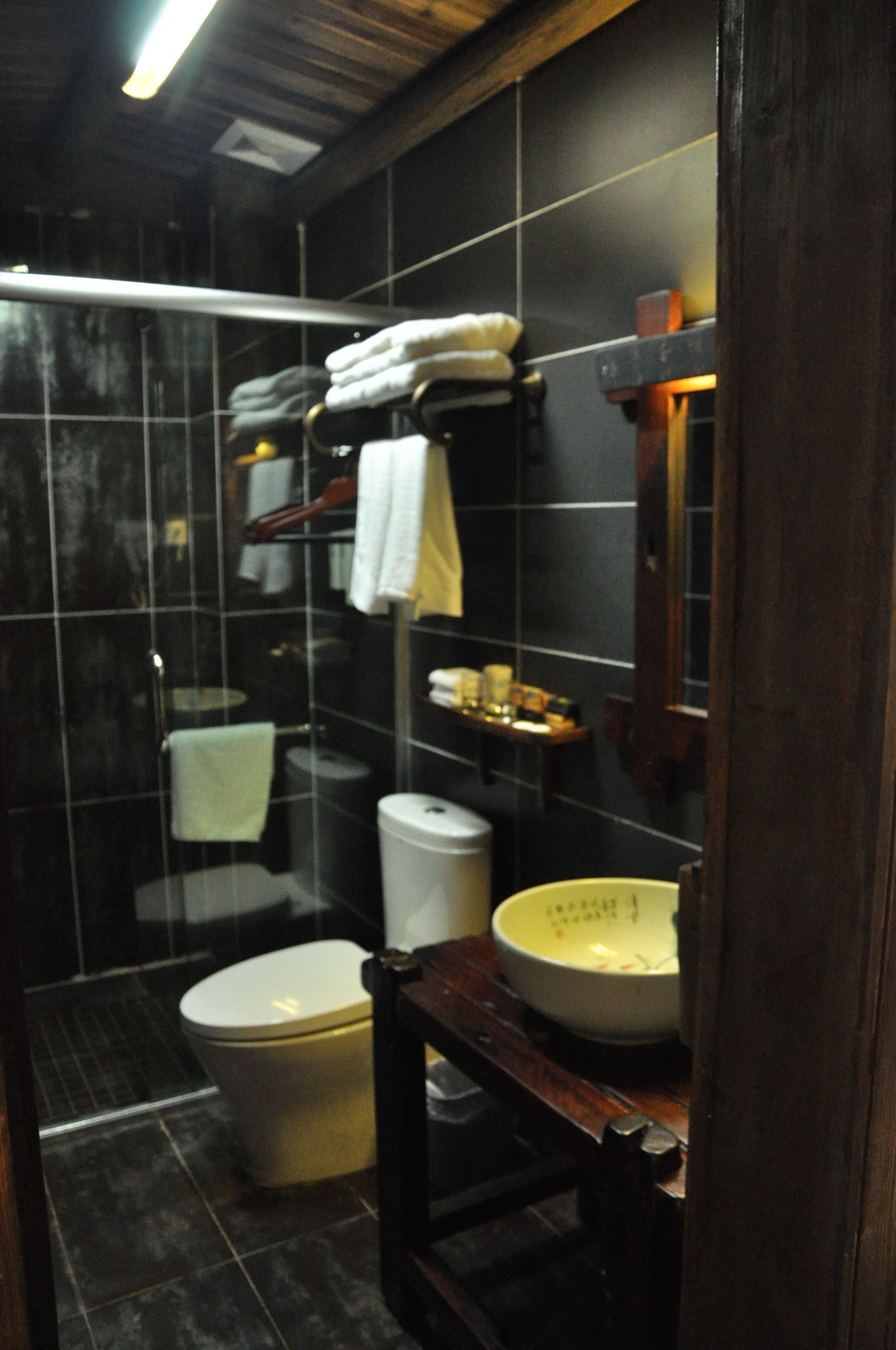 free toiletries, hair dryer, slippers, towels