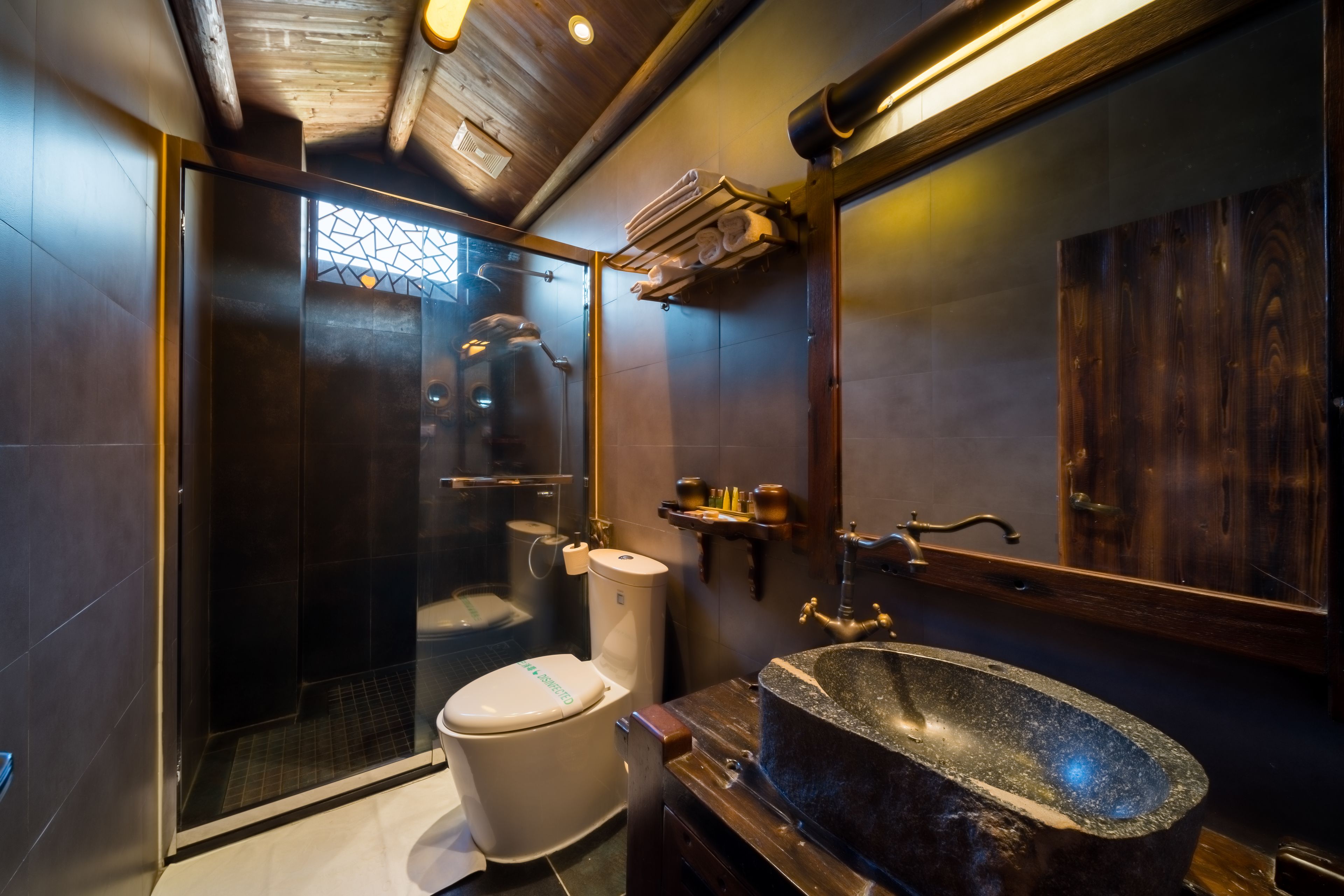 free toiletries, hair dryer, slippers, towels