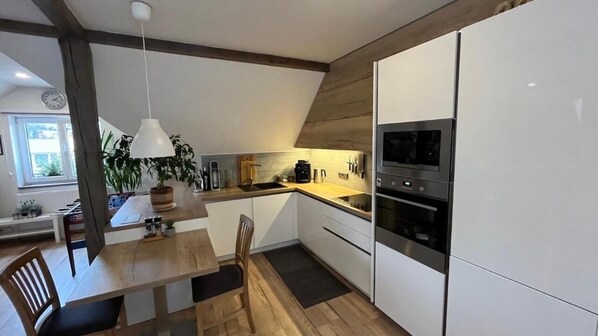 Apartment | Private kitchen | Fridge, stovetop, electric kettle, cookware/dishes/utensils - Villa Gallistl (Cesky Krumlov)