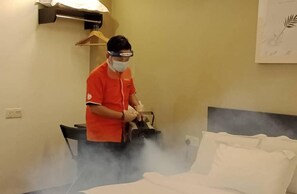 Escritorio, tabla de planchar con plancha, camas extra y wifi gratis 