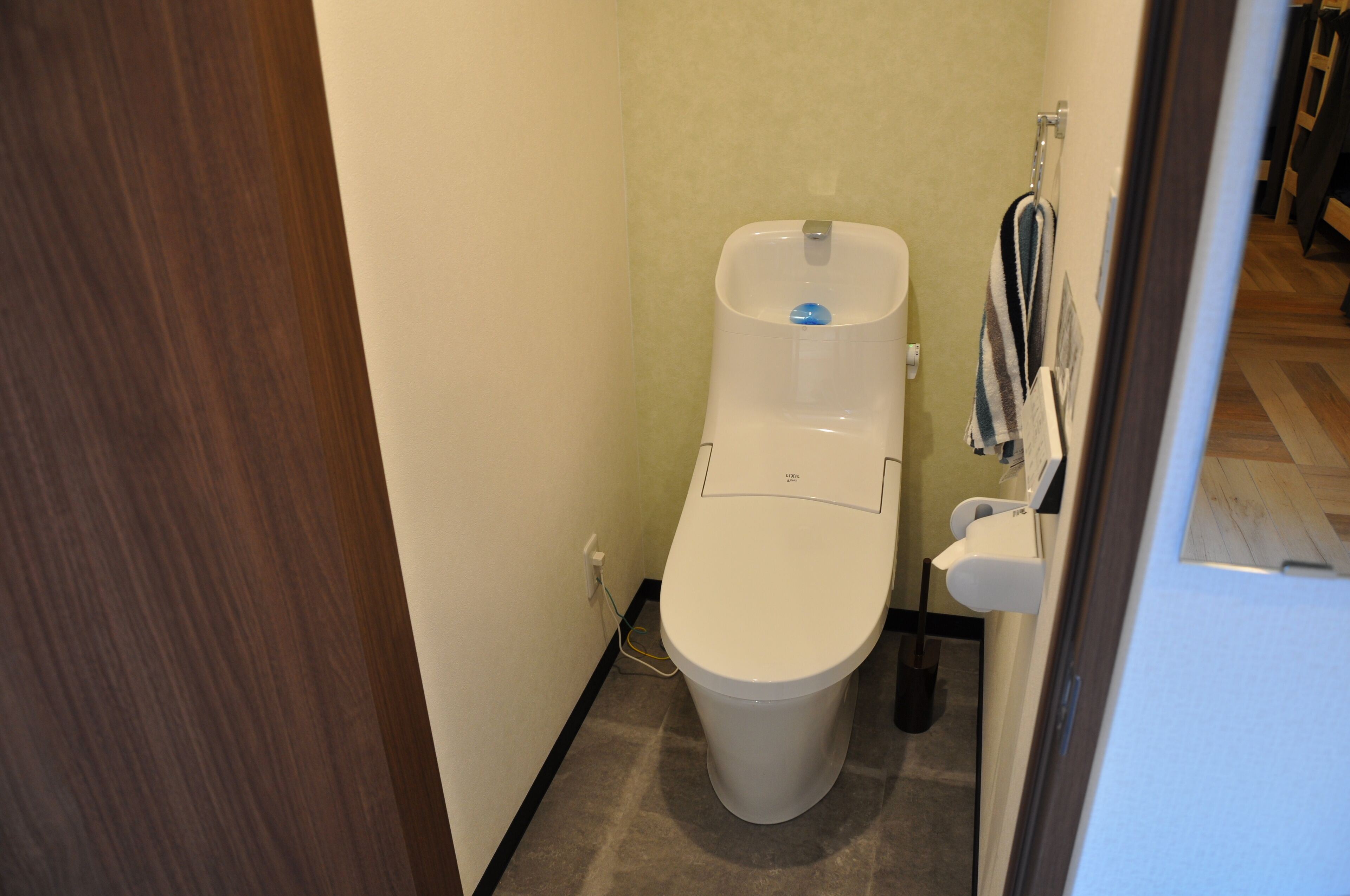 Shower, slippers, towels