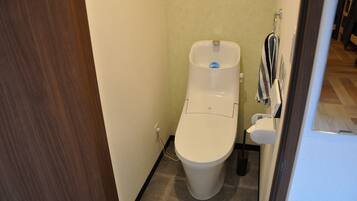 Shower, slippers, towels