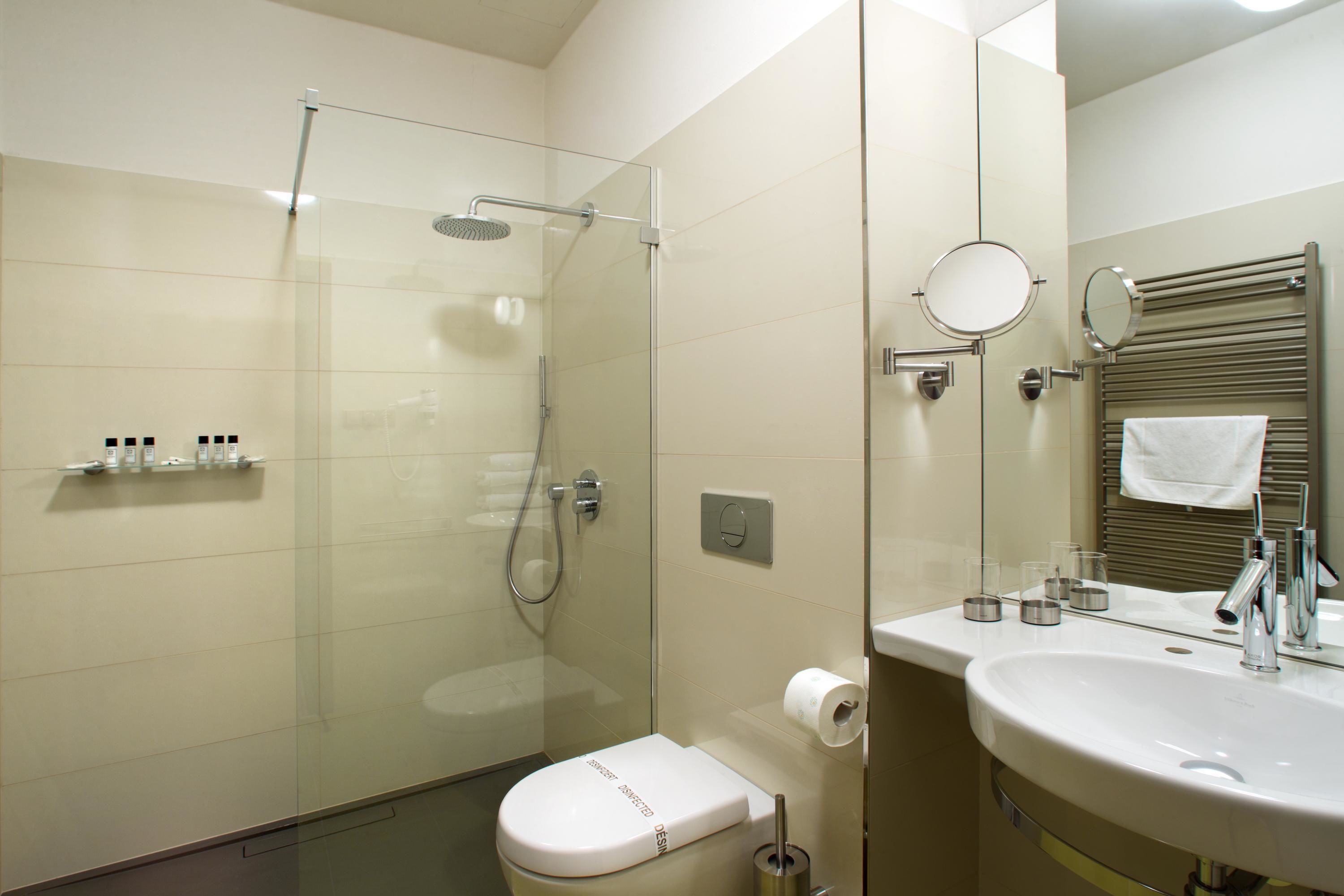 free toiletries, hair dryer, towels