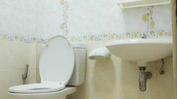 Ducha, secador de pelo, toallas, papel higiénico