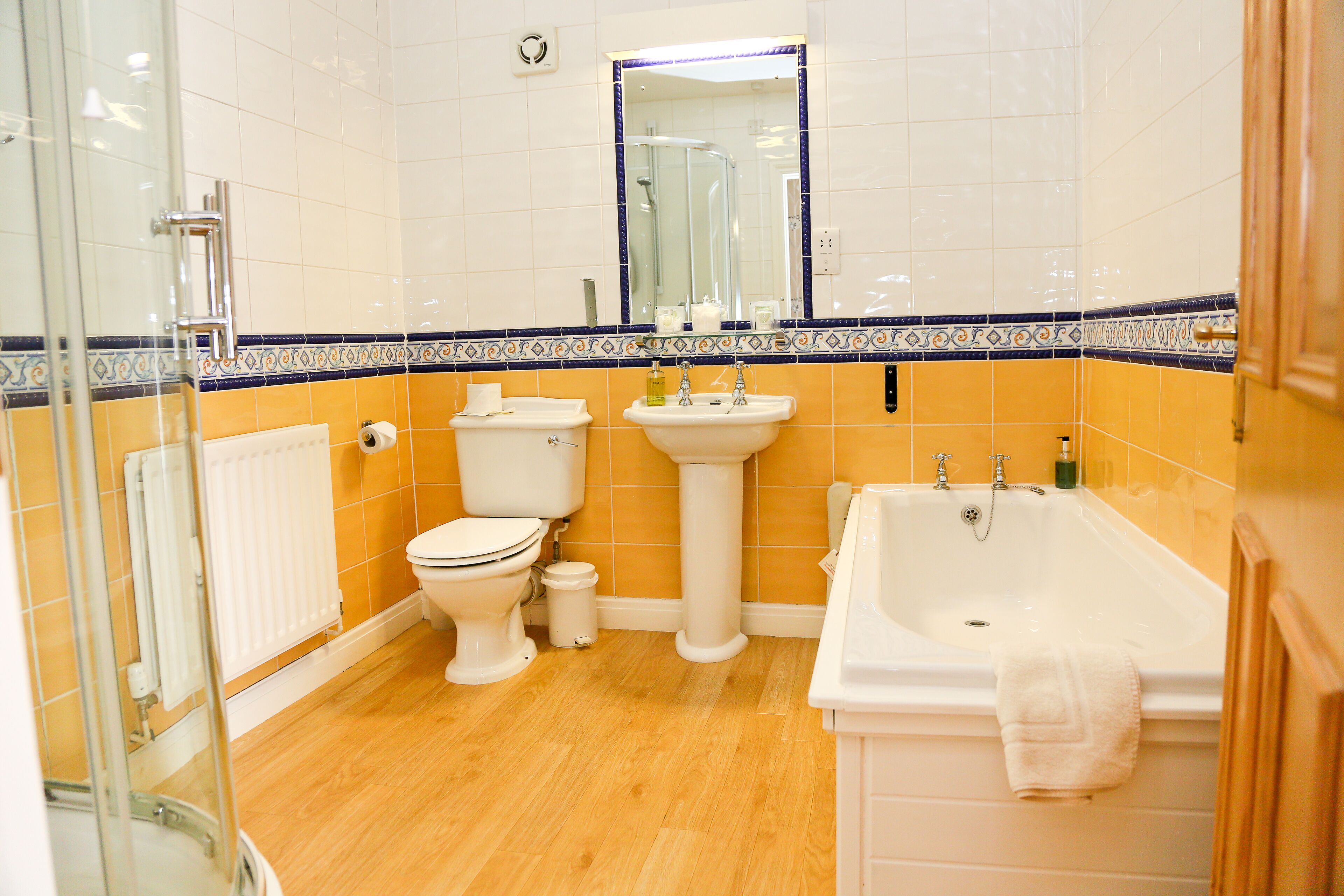 free toiletries, hair dryer, towels