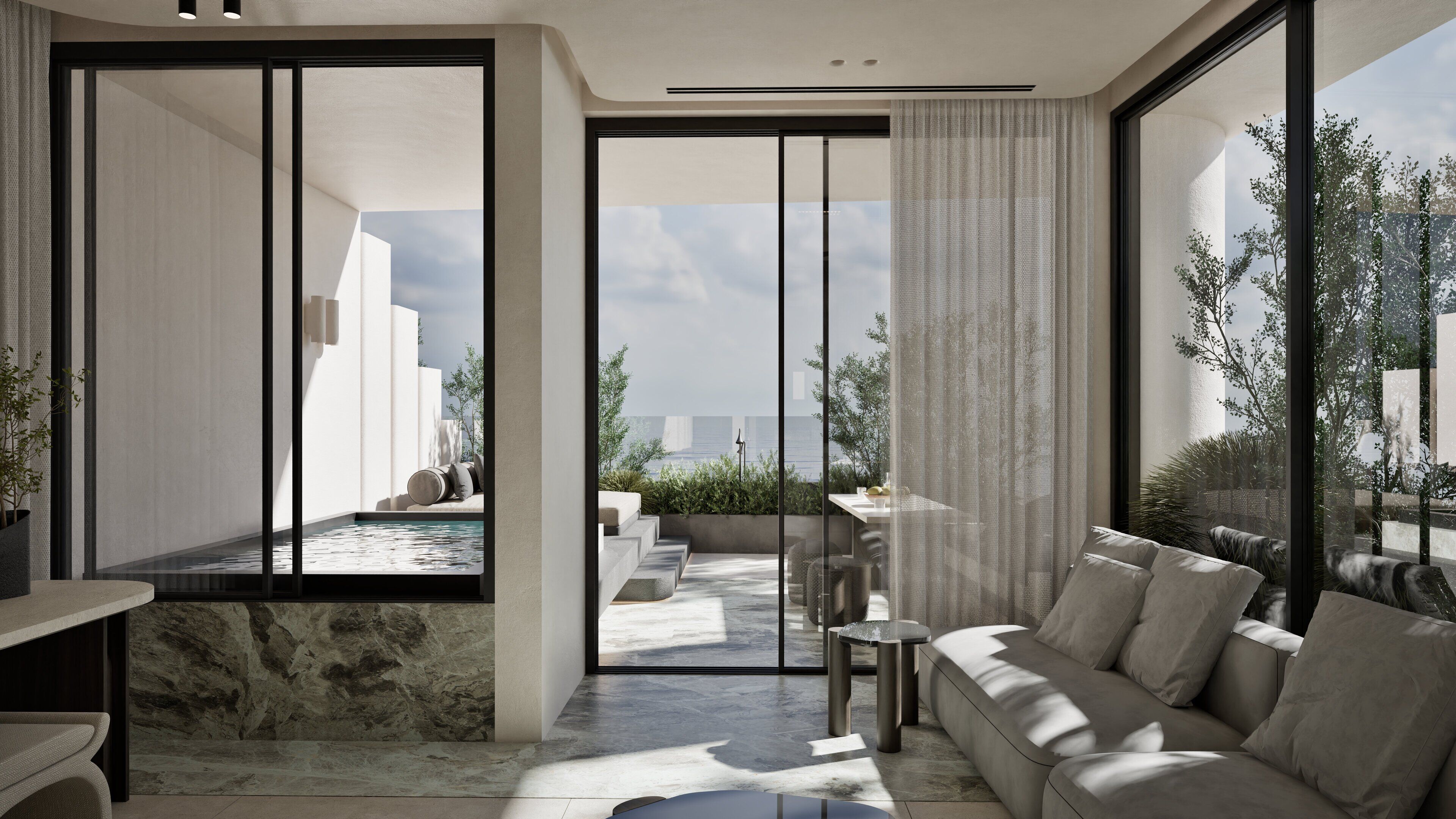 Master Suite with outdoor jacuzzi, sea view (Annex Building) | Wohnbereich