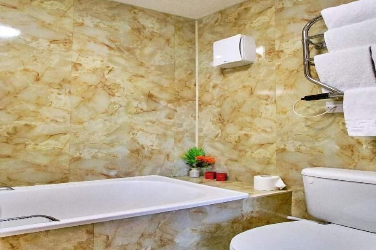 Bathroom | Hair dryer, towels, soap, shampoo