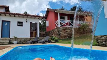 Outdoor pool, pool loungers