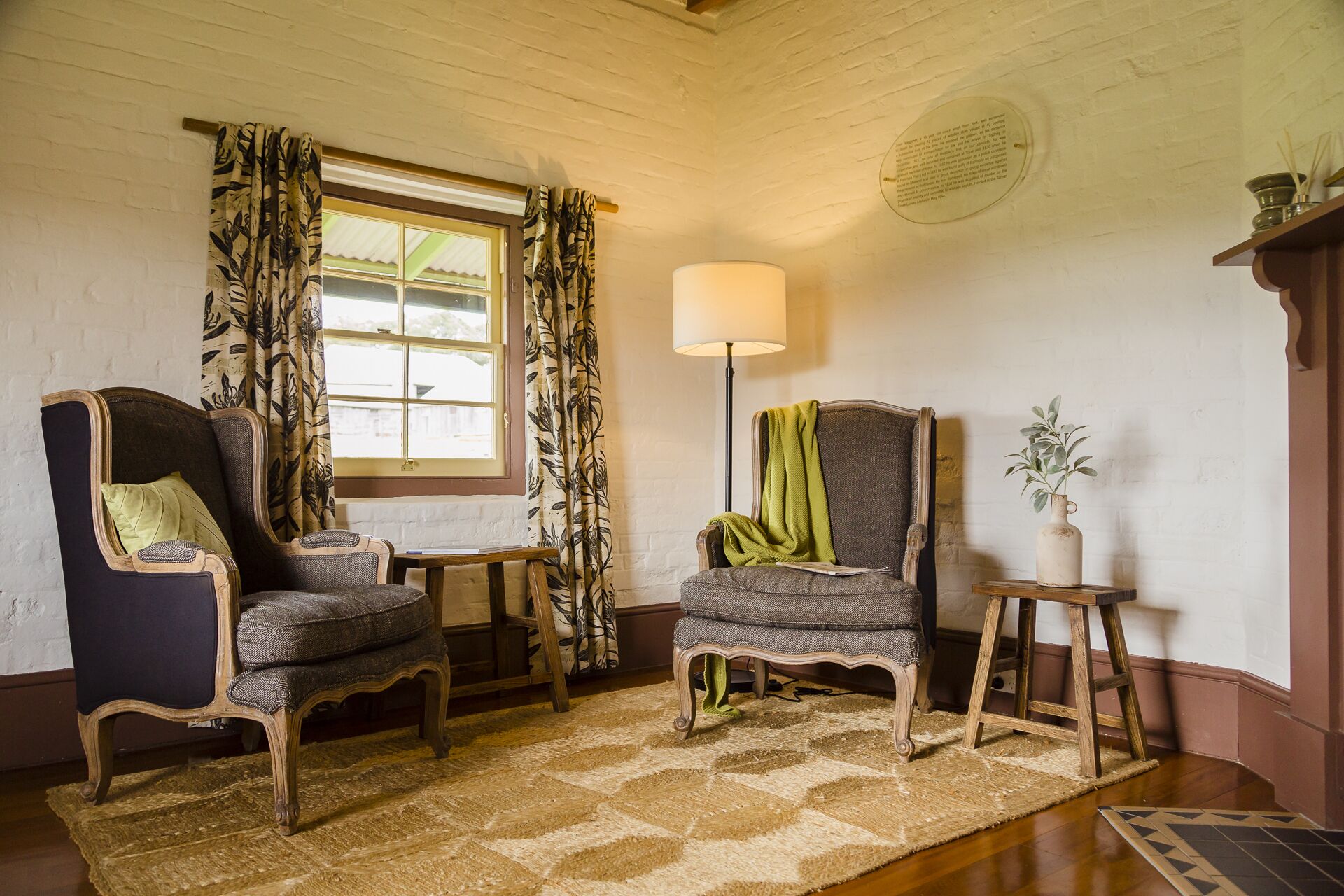 The Barracks, Waggoner suite | Living area | Fireplace, iPod dock