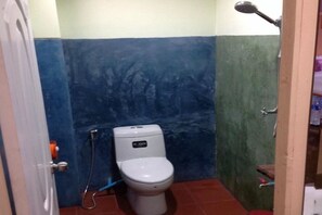 Shower, free toiletries, hair dryer