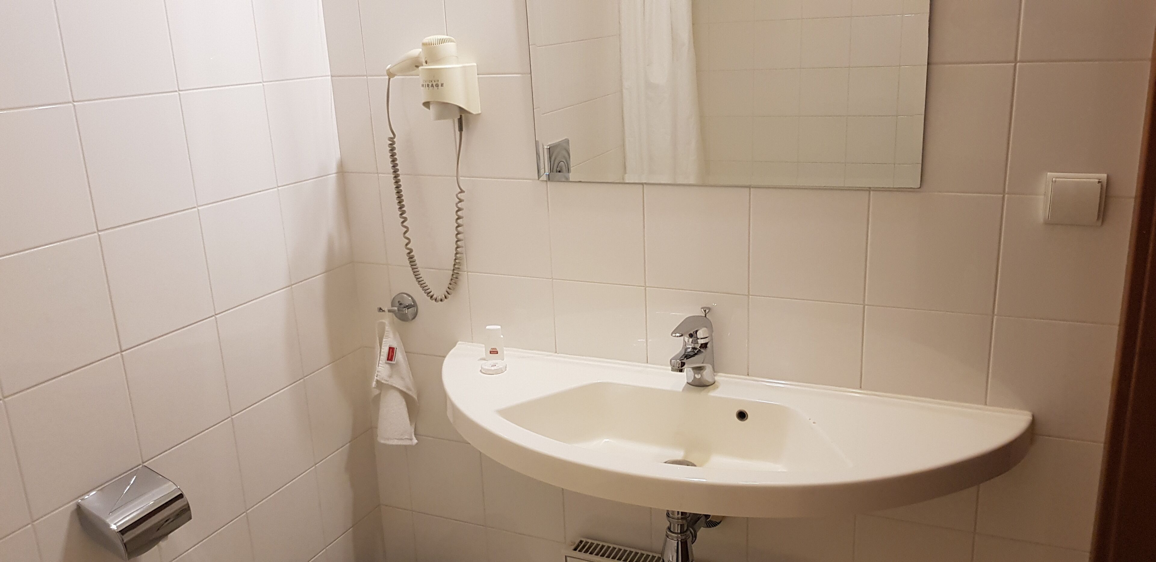 free toiletries, hair dryer, towels