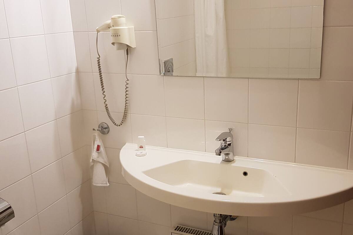 free toiletries, hair dryer, towels