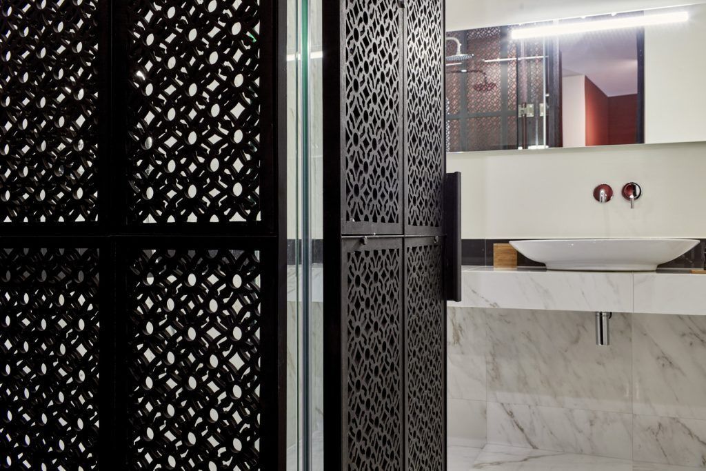 standard double room (interior corridor) | bathroom | shower, free toiletries, hair dryer, slippers