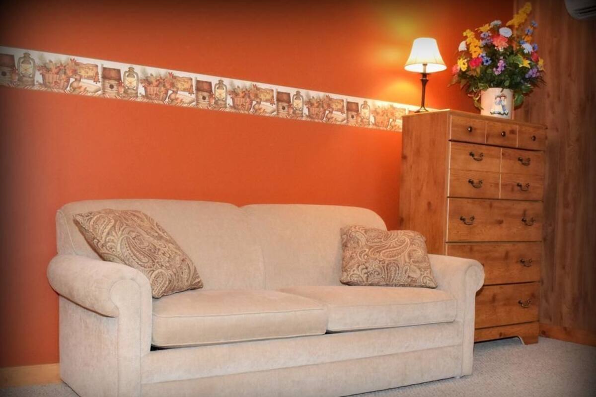 Chambre, 1 grand lit et 1 canapé-lit, patio (Cabin Room)