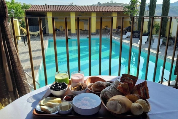 Outdoor pool, sun loungers