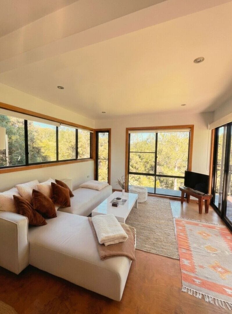 Sunrise | Living area | 30-inch flat-screen TV with cable channels, TV, DVD player