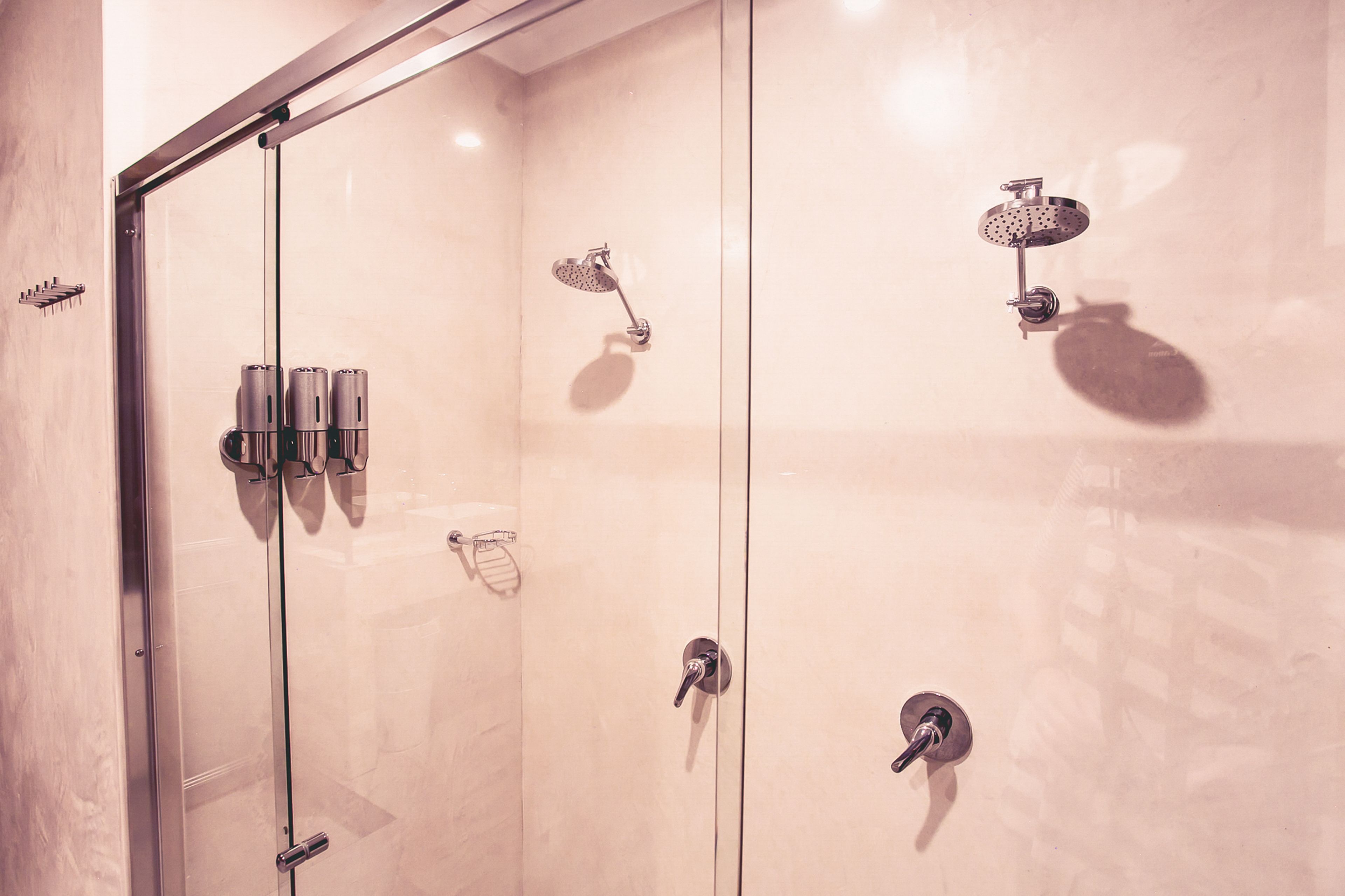 shower, free toiletries, towels