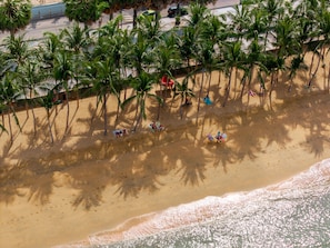Beach nearby, sun loungers, beach umbrellas