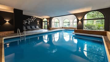 Indoor pool, open 7:30 AM to 10:00 PM, sun loungers