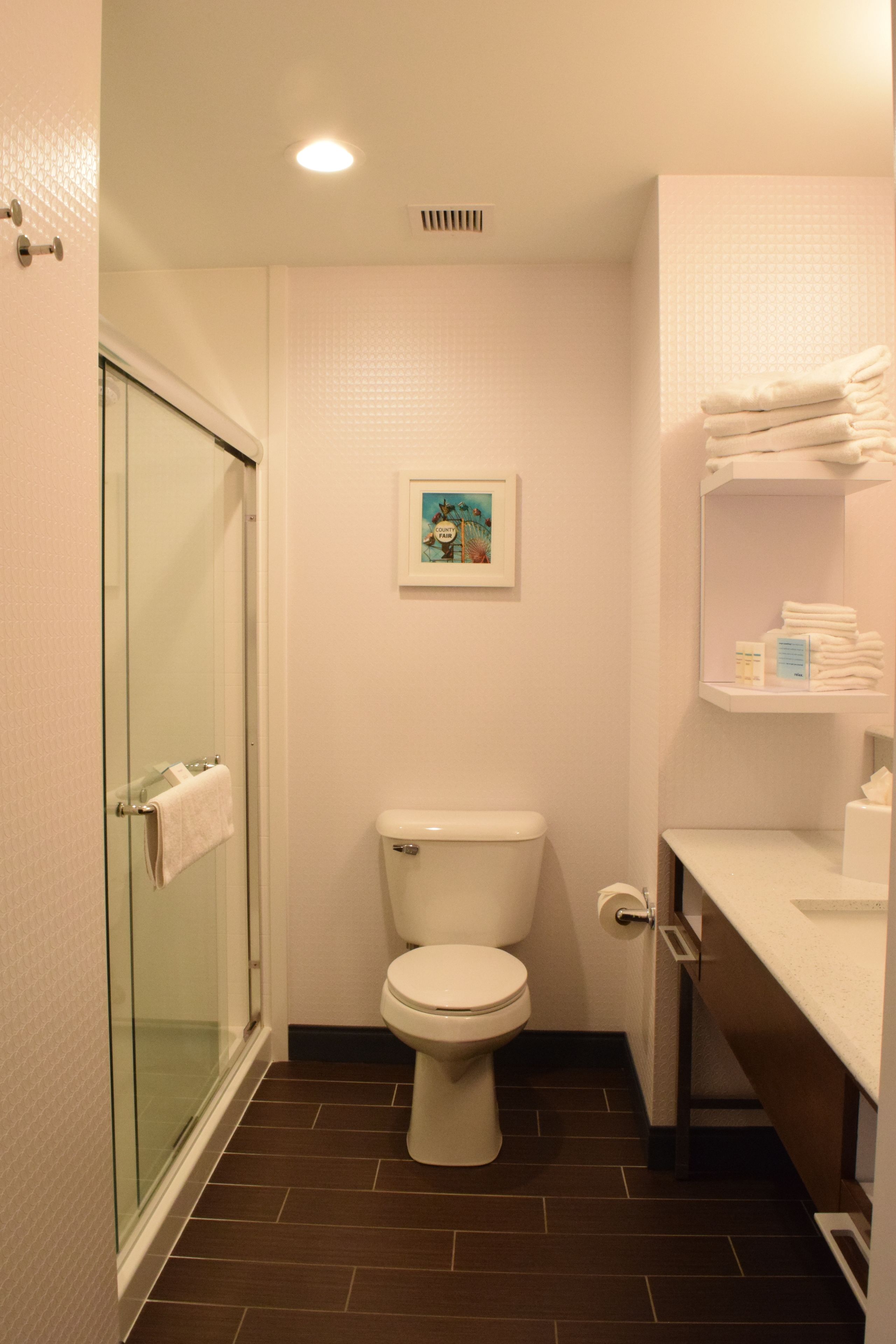 free toiletries, hair dryer, towels