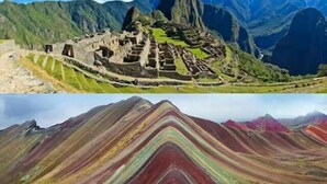 A terraced agricultural landscape with a circular pattern of green fields, surrounded by mountains. - Qori punku - Hostel (Cusco)