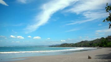 Pantai di sekitar, handuk pantai, dan memancing