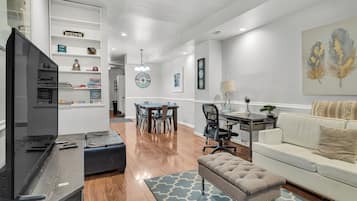 TV, Netflix, DVD player, books