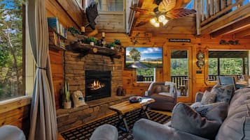 Smart TV, chimenea, videojuegos y reproductor de DVD