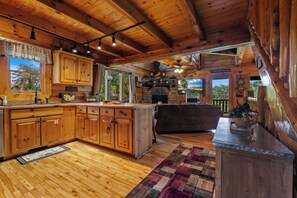 Smart TV, fireplace, video games, DVD player
