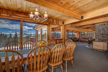 Dining. Large Private Peak 7 Lodge with Views overlooking the continental divide.