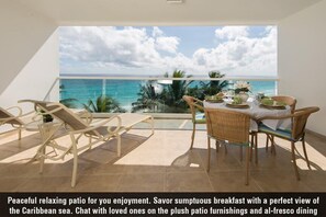 Outdoor dining - White Sand Beach Front, Turquois Blue Ocean View, Pools, Hot tub, Guarded,5 star (Christ Church)