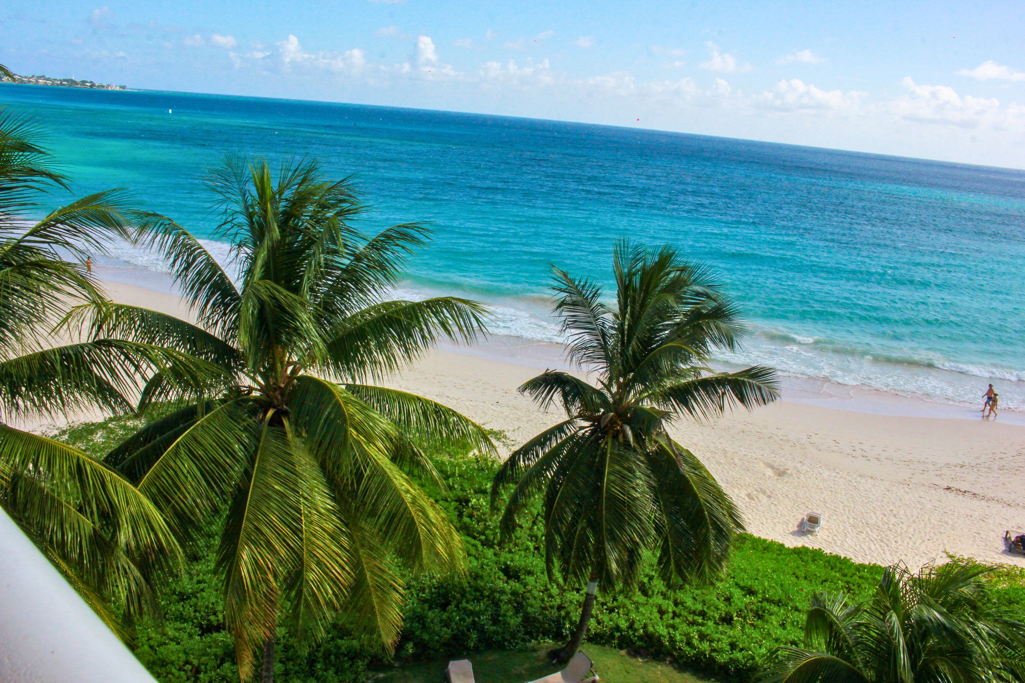 On the beach, sun loungers, beach towels