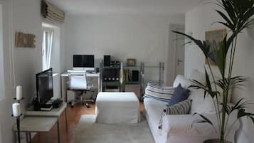 Fernseher, Kamin, BĂŒcher, Videothek
