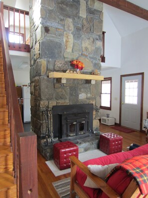 TV, fireplace, books, video library - Classic mountain cabin with beautiful stone fireplace in a rural setting (Plumtree)