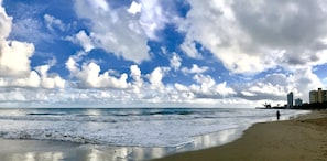 On the beach, sun-loungers, beach towels