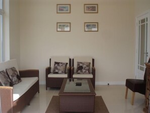 TV, fireplace, DVD player, books